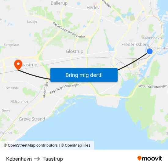 København to Taastrup map