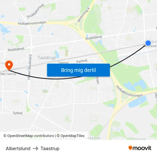 Albertslund to Taastrup map