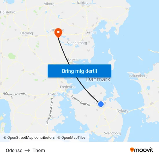 Odense to Them map