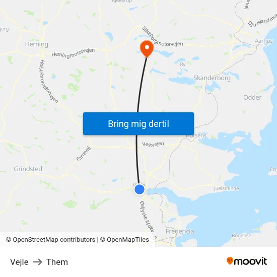 Vejle to Them map