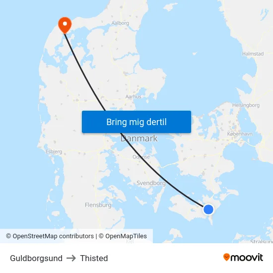 Guldborgsund to Thisted map