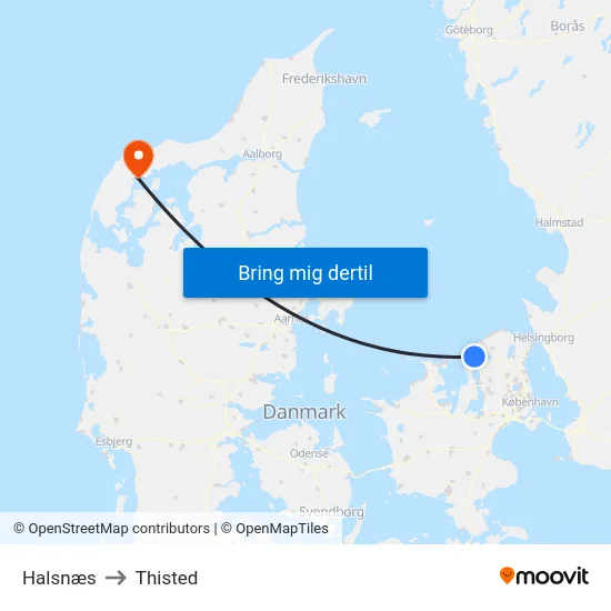 Halsnæs to Thisted map