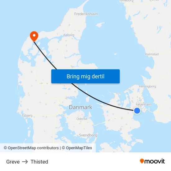 Greve to Thisted map