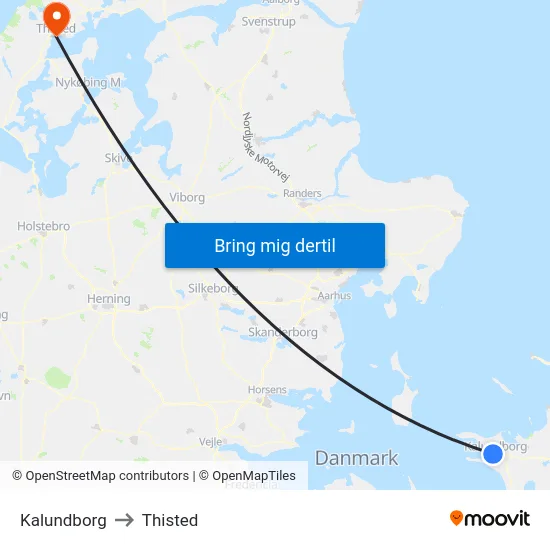Kalundborg to Thisted map