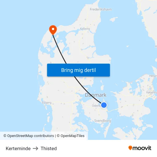 Kerteminde to Thisted map