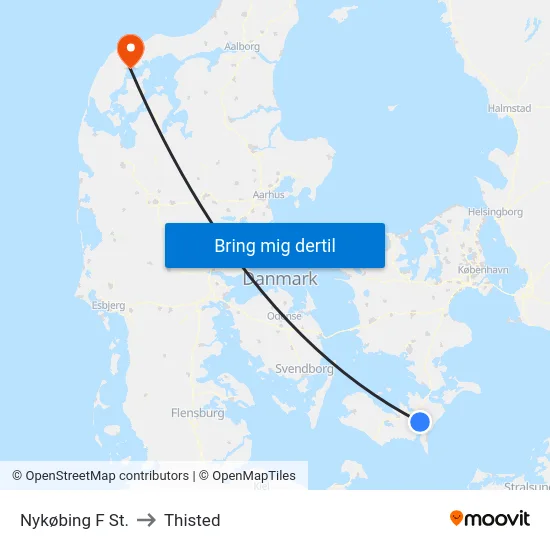 Nykøbing F St. to Thisted map