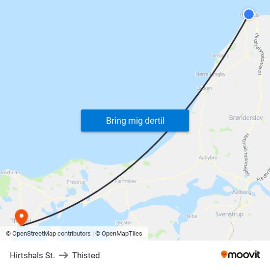 Hirtshals St. to Thisted map