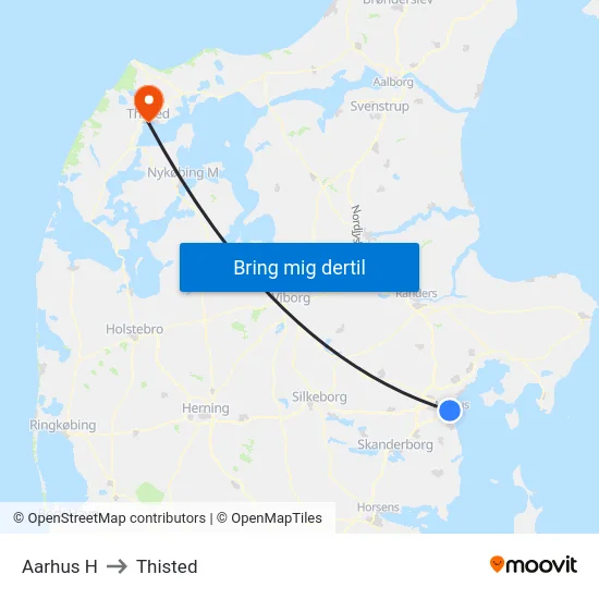 Aarhus H to Thisted map