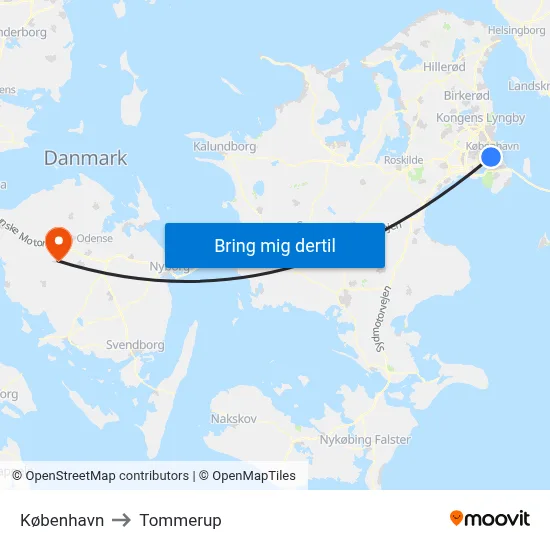 København to Tommerup map