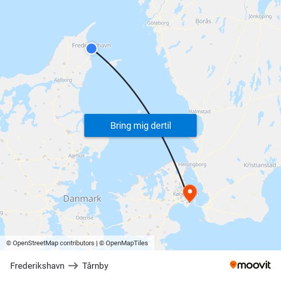 Frederikshavn to Tårnby map