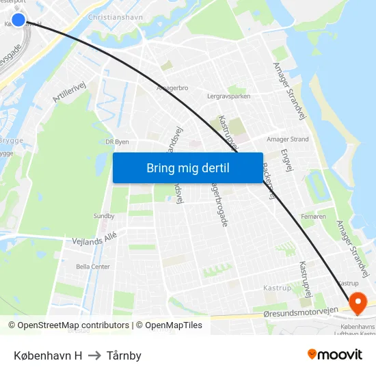 København H to Tårnby map