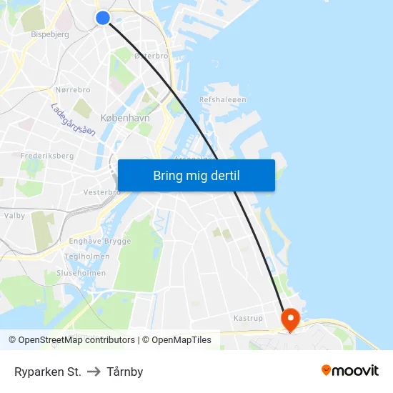 Ryparken St. to Tårnby map