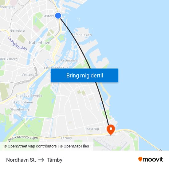 Nordhavn St. to Tårnby map