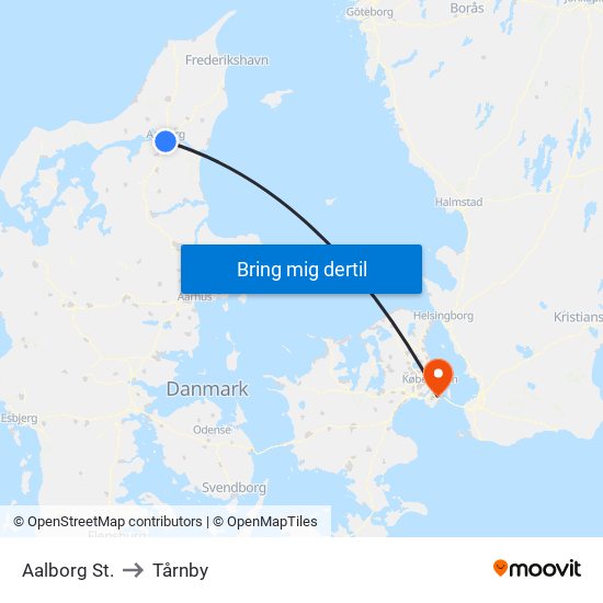 Aalborg St. to Tårnby map