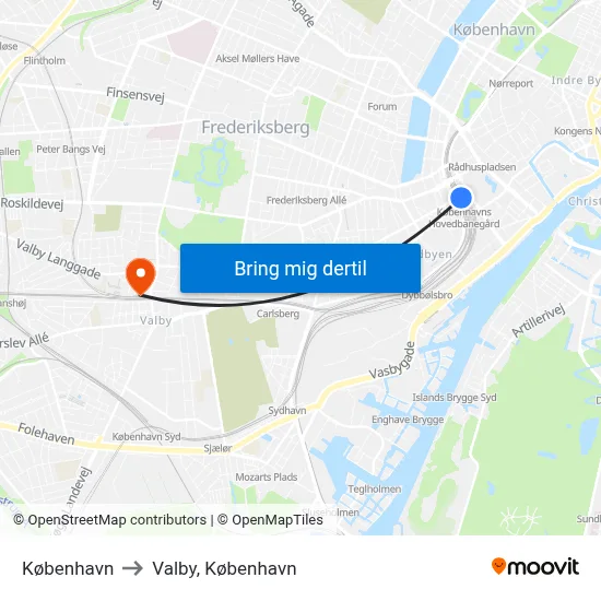 København to Valby, København map