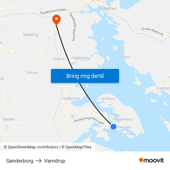 Sønderborg to Vamdrup map