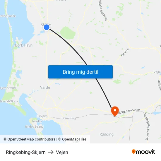 Ringkøbing-Skjern to Vejen map