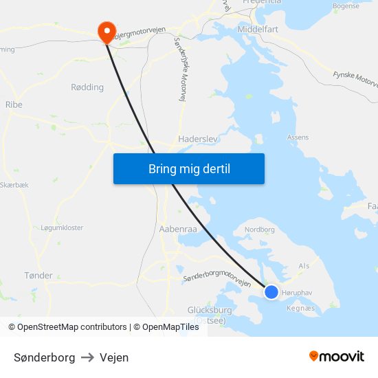 Sønderborg to Vejen map
