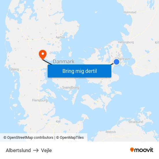 Albertslund to Vejle map