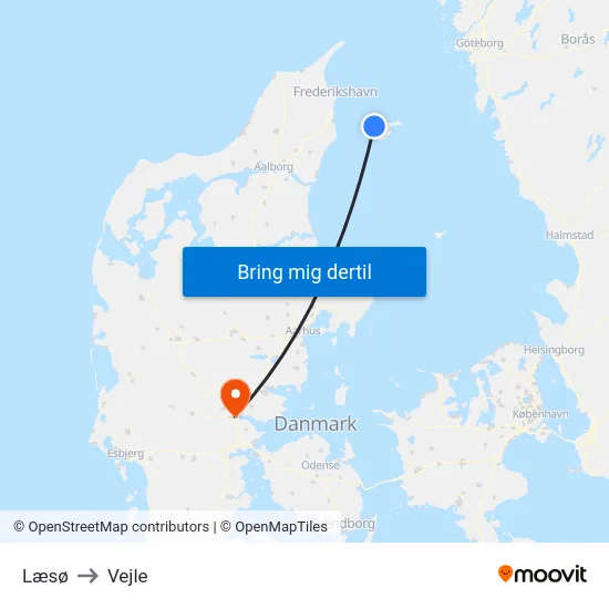 Læsø to Vejle map