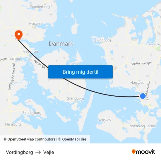 Vordingborg to Vejle map