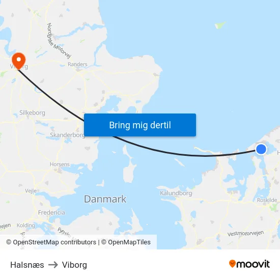Halsnæs to Viborg map