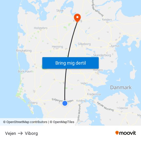 Vejen to Viborg map
