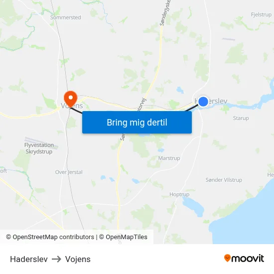 Haderslev to Vojens map