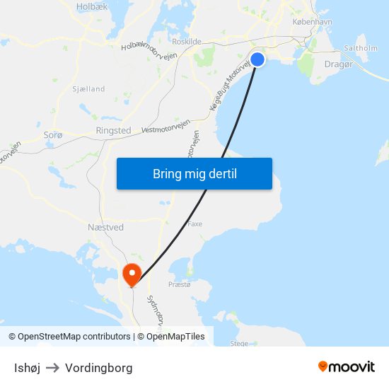 Ishøj to Vordingborg map