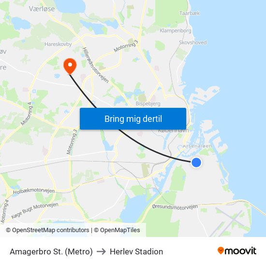 Amagerbro St. (Metro) to Herlev Stadion map