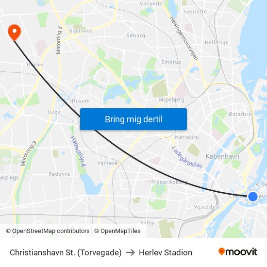 Christianshavn St. (Torvegade) to Herlev Stadion map