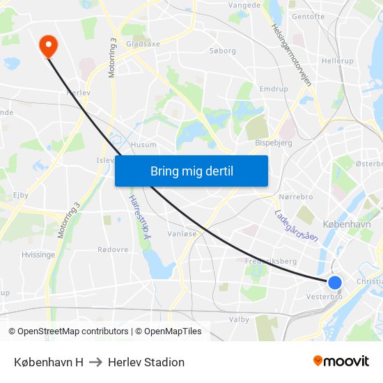 København H to Herlev Stadion map