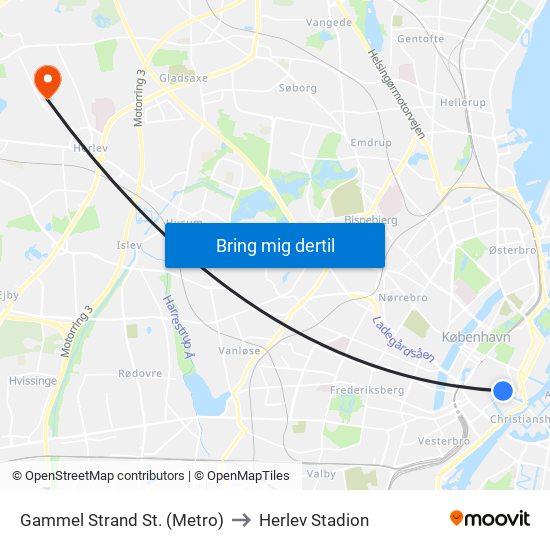 Gammel Strand St. (Metro) to Herlev Stadion map