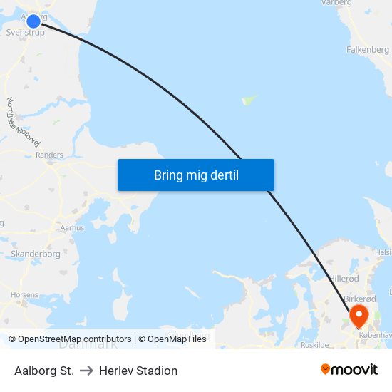 Aalborg St. to Herlev Stadion map