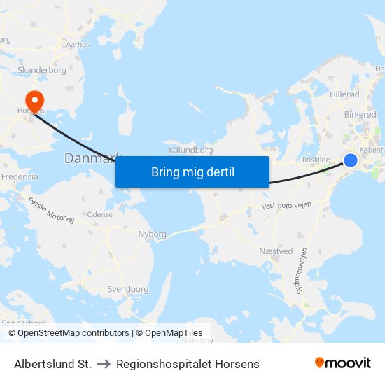 Albertslund St. to Regionshospitalet Horsens map