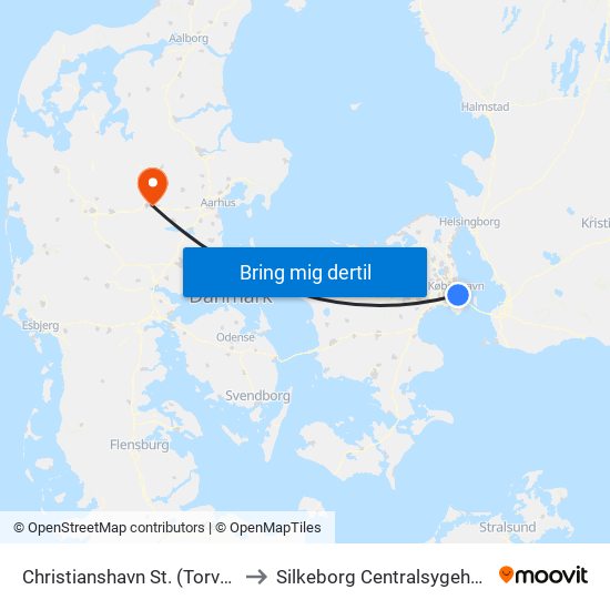 Christianshavn St. (Torvegade) to Silkeborg Centralsygehus - M1 map