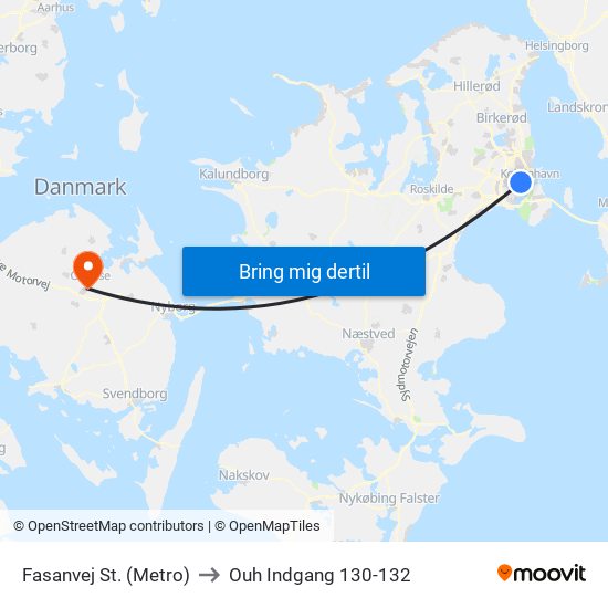 Fasanvej St. (Metro) to Ouh Indgang 130-132 map