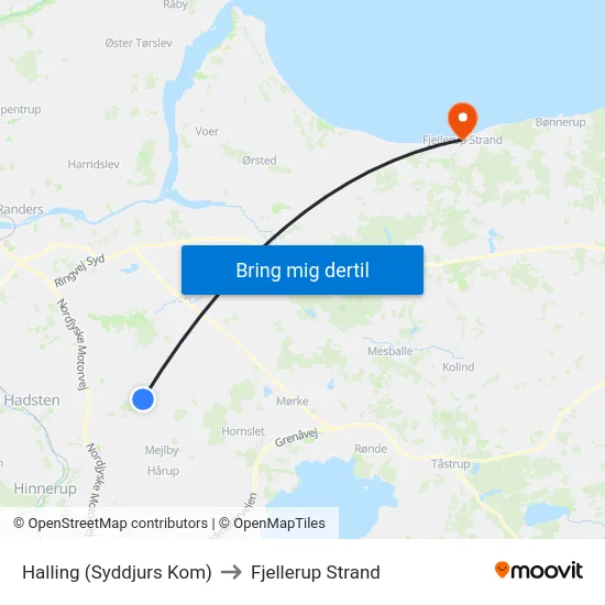 Halling (Syddjurs Kom) to Fjellerup Strand map