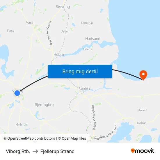 Viborg Rtb. to Fjellerup Strand map