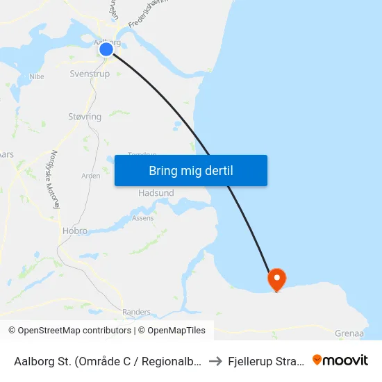Aalborg St. (Område C / Regionalbus) to Fjellerup Strand map