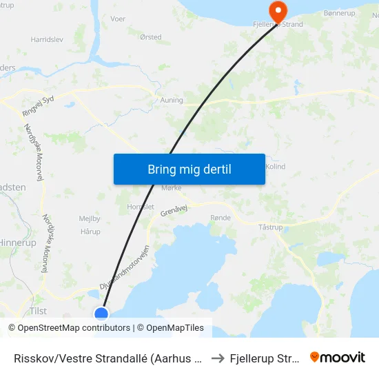 Risskov/Vestre Strandallé (Aarhus Kom) to Fjellerup Strand map