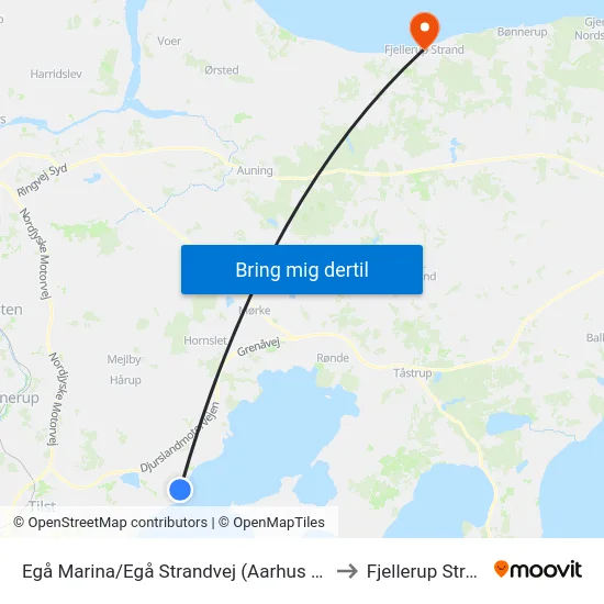Egå Marina/Egå Strandvej (Aarhus Kom) to Fjellerup Strand map