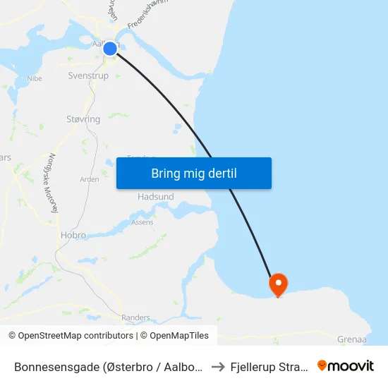 Bonnesensgade (Østerbro / Aalborg) to Fjellerup Strand map