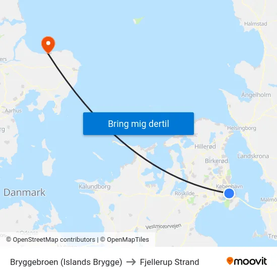 Bryggebroen (Islands Brygge) to Fjellerup Strand map