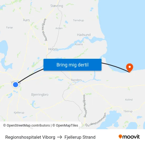 Regionshospitalet Viborg to Fjellerup Strand map