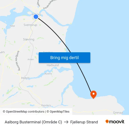 Aalborg Busterminal (Område C) to Fjellerup Strand map