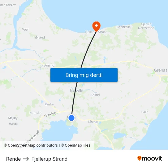Rønde to Fjellerup Strand map