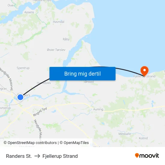 Randers St. to Fjellerup Strand map