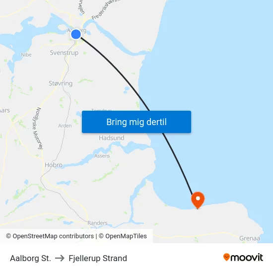 Aalborg St. to Fjellerup Strand map