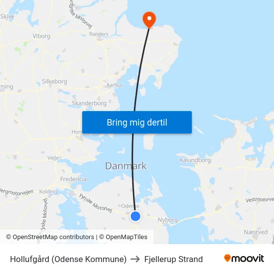 Hollufgård (Odense Kommune) to Fjellerup Strand map